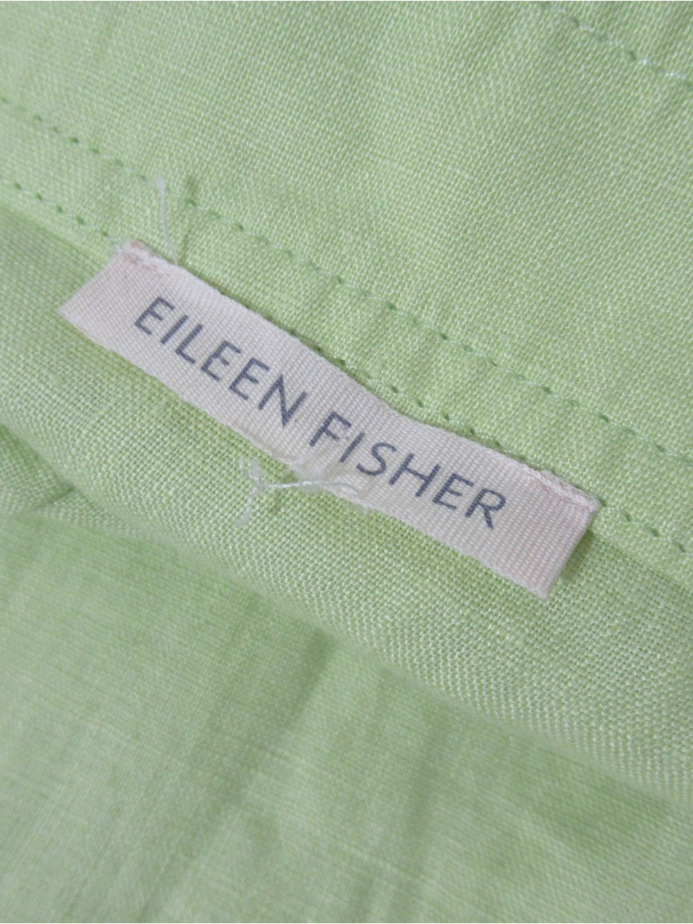 EILEEN FISHER Organic-Linen Square-Neck Dress Honeydew Size Large - Picture 10 of 17